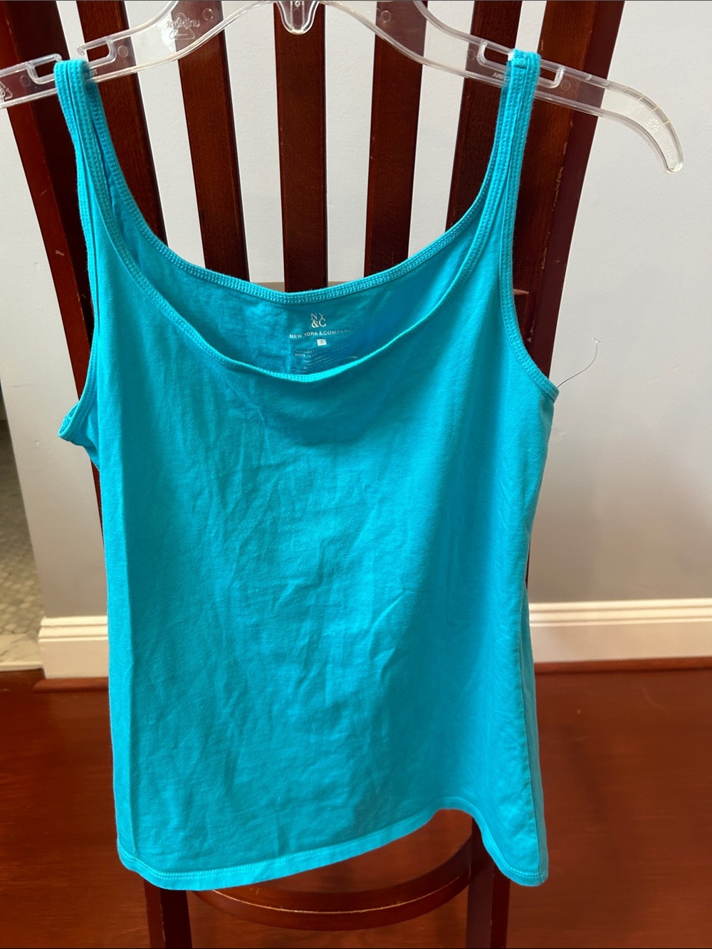 New York & Company Teal Slim-Strap Tank Top - Picture 8 of 9